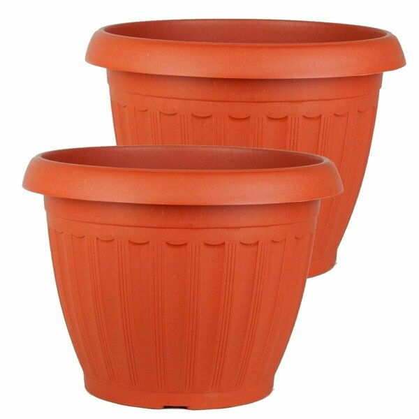 Trama Large 15.5 Inch Plastic Terra Cotta Colored Planter, 2PK TR2527906